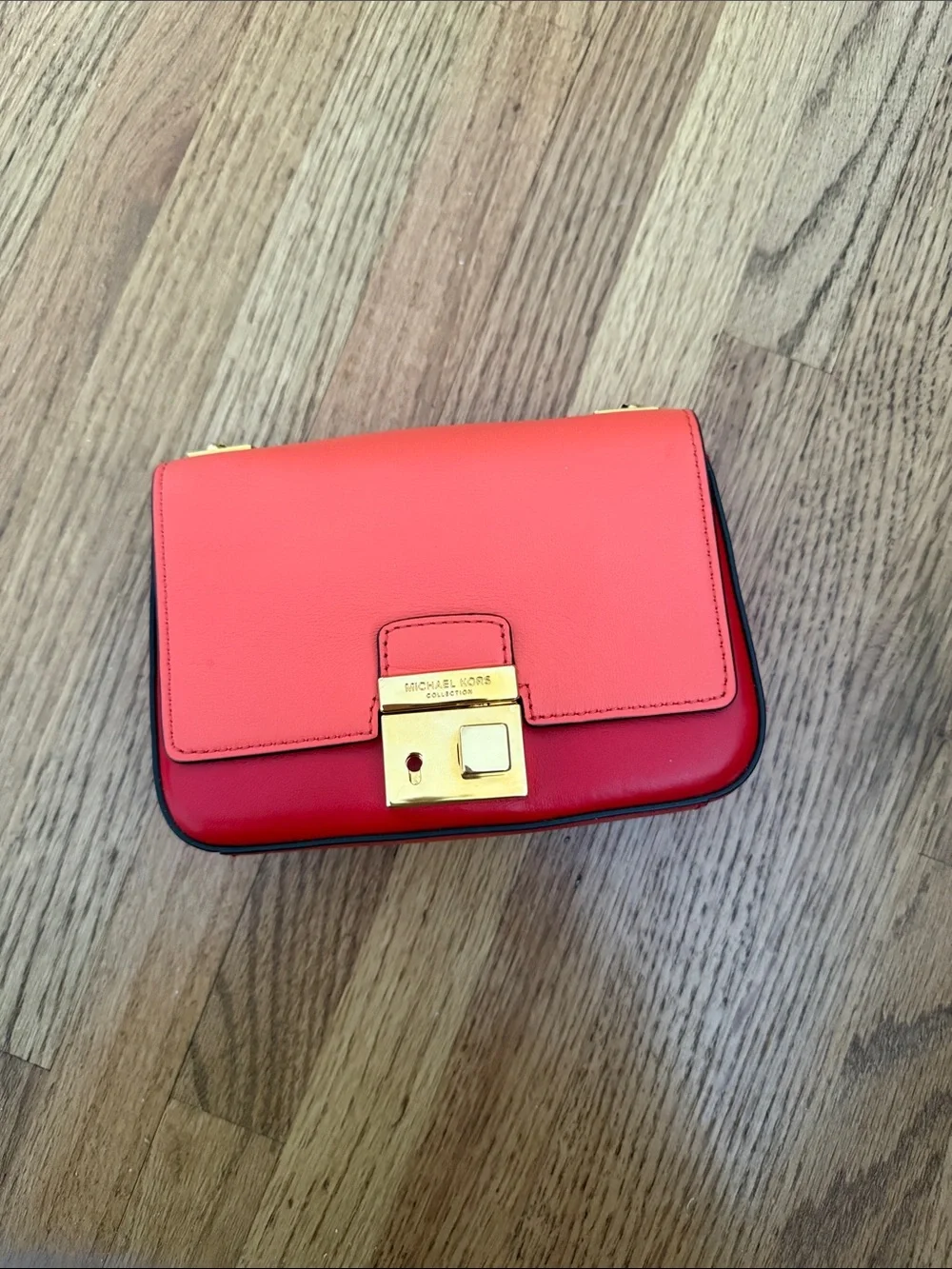 Michael Kors Two-Tone Coral & Red Leather Crossbody